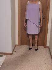MSK Women’s Purple Chiffon A-Line Dress Scoop Neck Strappy Sleeveless L