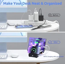 4 Device 40w Charging Station for Multiple Devices. AirPods, Phone, iPad, Laptop