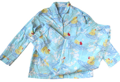 Nick & Nora Pajama Set Rub-A-Dub Rubber Duck 100% Cotton Top & Pants W's XXL 2XL