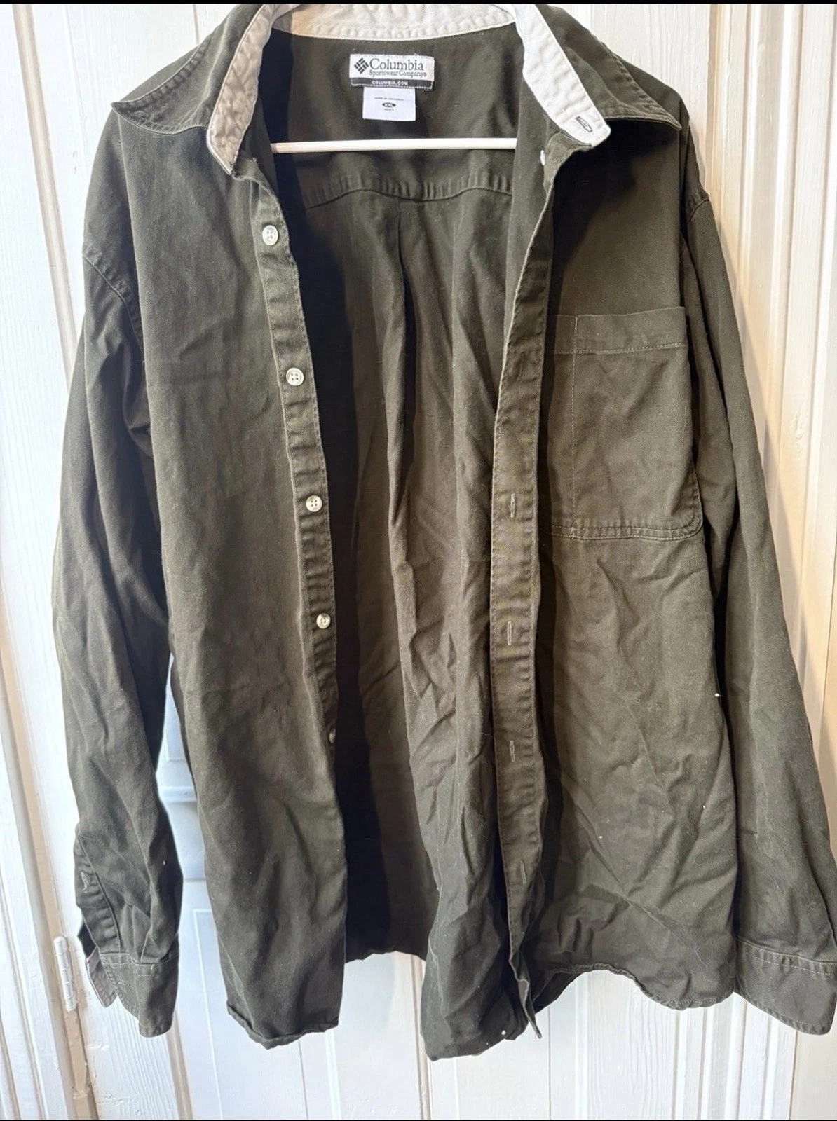 Columbia Men’s Dark Green Button-Up Long Sleeve Shirt Size XXL, 100% Cotton
