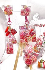 Custom Handmade Resin Clip & Dangle Charm Strawberry Theme - Set Of Two