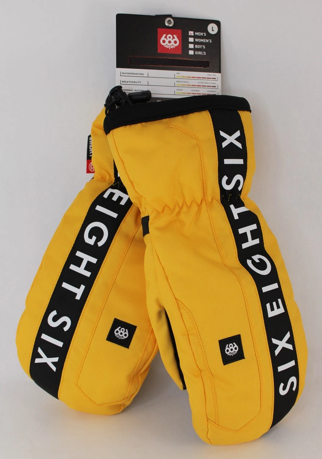 686 Team Merino Winter Snow Mitts, Men's Large Yellow Gold New