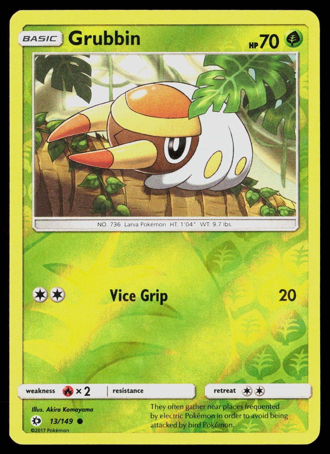 Grubbin 13/149 Common Reverse Holo SM Base Set Pokemon LP