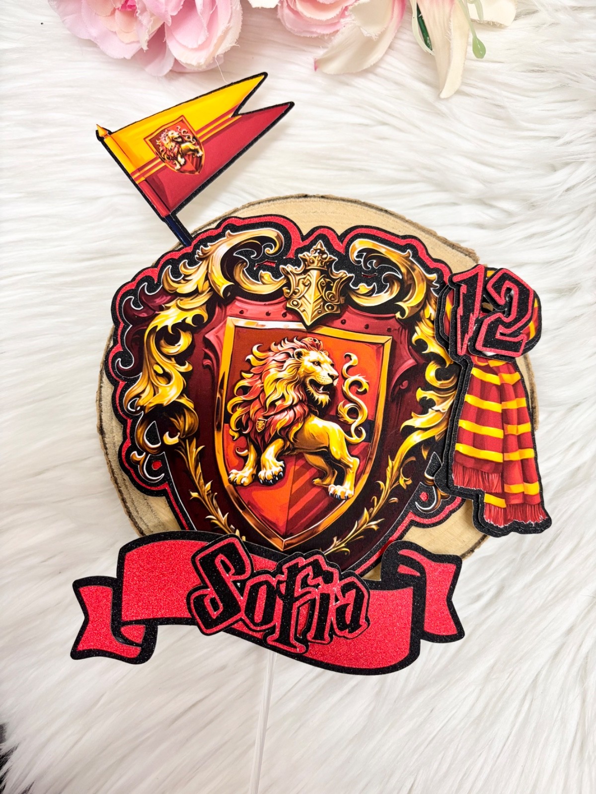 Personalizado Harry Potter 3D Cake Topper - Nombre Edad - CUALQUIER CASA/EMBLEM gryffindor