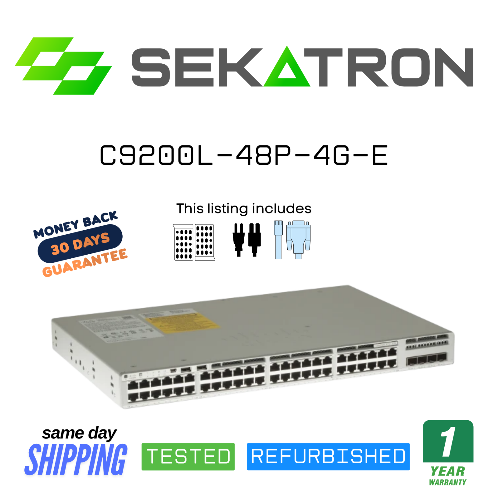 ♻️ Cisco C9200L-48P-4G-E Catalyst 9200L 48-Port PoE+ Switch with 4x 1G ...