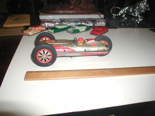 TM Masudaya Japan Tin Litho Friction Roll Over Race Car 8 x 2 Vintage Not Work - Picture 12 of 13