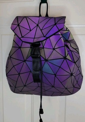 Lovevook Geometric Iridescent Holographic Backpack Polyurethane Leather Bag 667