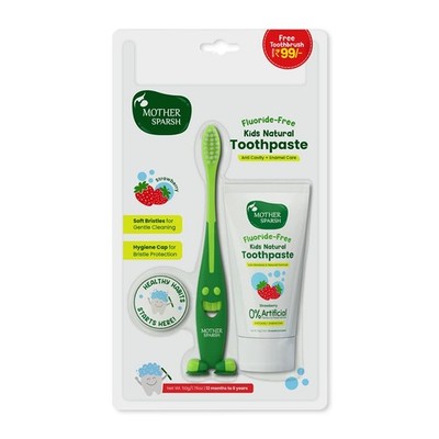 Mother Sparsh Natural Toothpaste for Kids-50g, Strawberry (With Free Toothbrush)