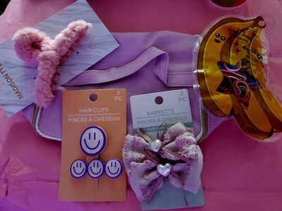 Girls Hair Accessories Bundle Set   Cute Clips, Bow Barrettes, Bag NEW