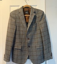 Strellson Mens Brown Herringbone Wool Blend Jacket Blazer Sport Coat Sz 48 Slim