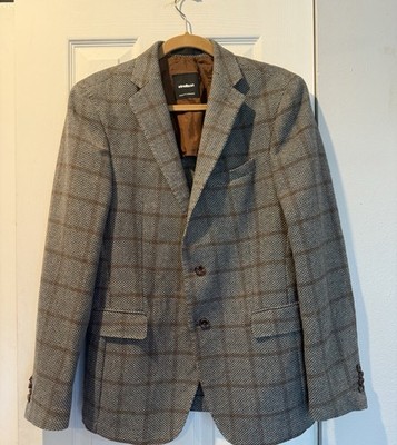 Strellson Mens Brown Herringbone Wool Blend Jacket Blazer Sport Coat Sz 48 Slim