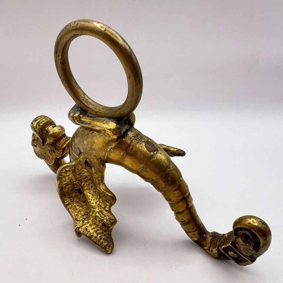 Antique Massive Bronze Furniture Element Wall Hanger Holder Gryphon Collectible - Image 4 of 4