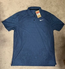 Nike Mens Dri-FIT ADV Tour Textured Short Sleeve Golf Polo Blue FD5731-402 Sz L