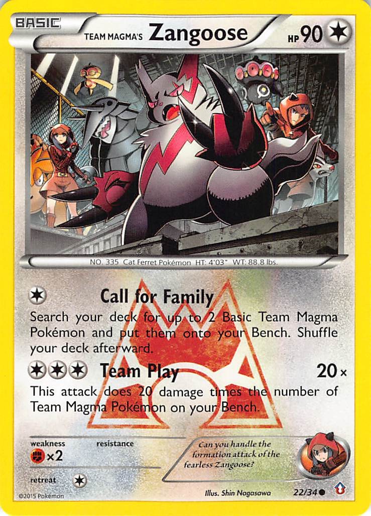Team Magma's Zangoose 22/34 Common Double Crisis Pokemon Lightly Played