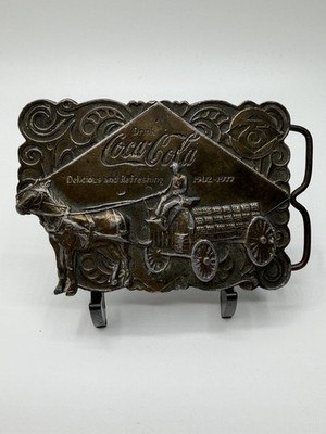 Vintage Coca Cola Bronze Belt Buckle Crumrine BR Westerns Signed 1976 USA