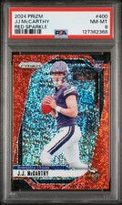 2024 Prizm Football J.J. McCarthy #400 Rookie RC Red Sparkle PSA 8