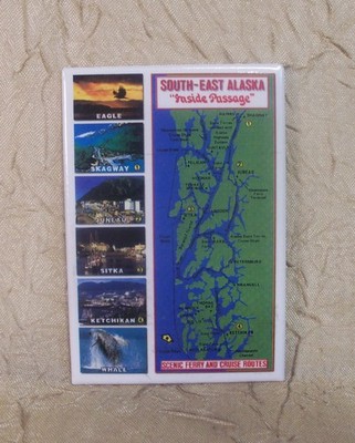 Alaska Inside Passage Souvenir Metal Magnet Scenic Ferry & Cruise Routes