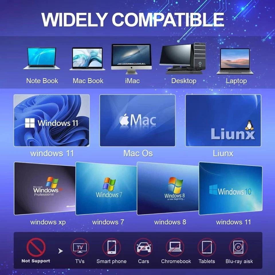 Unidad externa delgada de CD DVD RW USB 3.0 grabadora grabadora reproductor negro para computadora portátil PC Foto 4 de 4