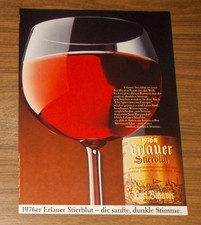 Seltene Werbung ERLAUER STIERBLUT - Die sanfte, dunkle Stimme 1979