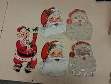 VTG 1950'S Christmas Embossed 2 Santa's and 3 1960'S Cardboard Santa's Read Desc
