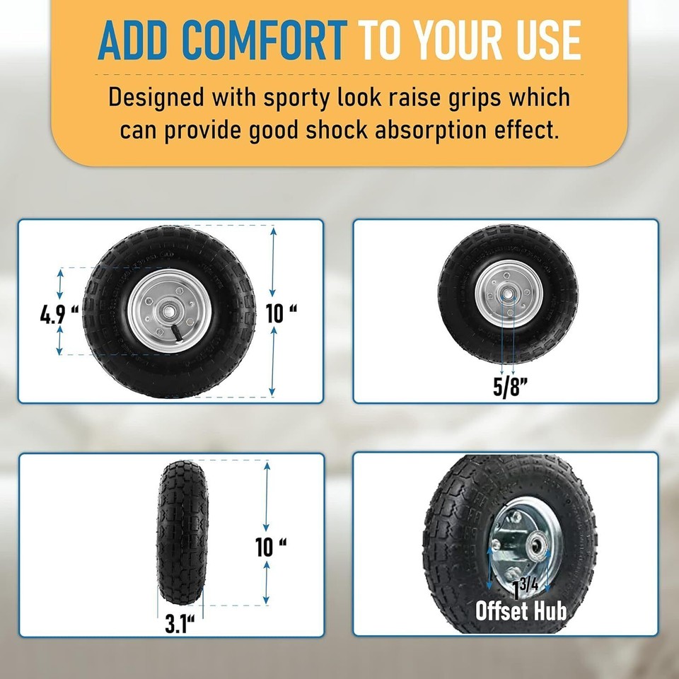 10Inch Replacement Tire and Wheel Utility Tires for Dolly Hand Truck