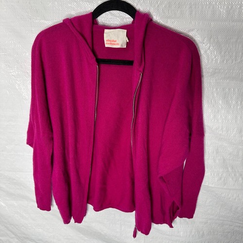 Absolut Cashmere Sweater Women Sz S Pink 100% Cashmere Dolman Full Zip Hood - Picture 3 of 10