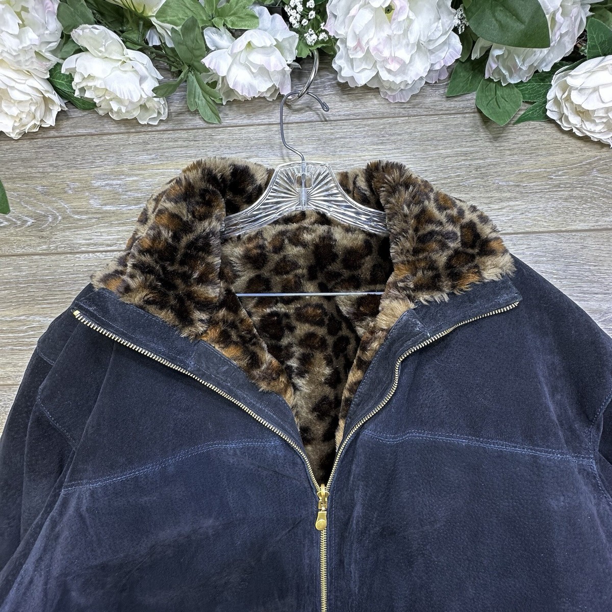 Cheetah Faux Fur Coat Jacket Size 1X Plus Women Reversible