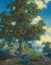 MAXFIELD PARRISH Art Poster or Canvas Print "Peaceful Valley, Homestead, 1952"