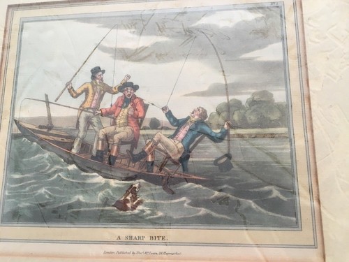 ANTIQUE Humorous English - A SHARP BITE -11 1/2 X 11 1/2 "-FRAMED - Picture 4 of 5
