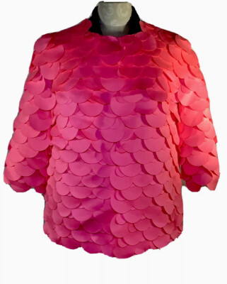 Paskal Laser Cut Circle Hot Neon Pink Jacket Cape Met Museum NWT $625 S RARE