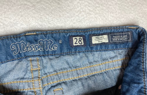 Miss Me Women's Mid-Rise Wide Jeans 28 Flared Leg Blue Pockets V-3 - Foto 3 di 9