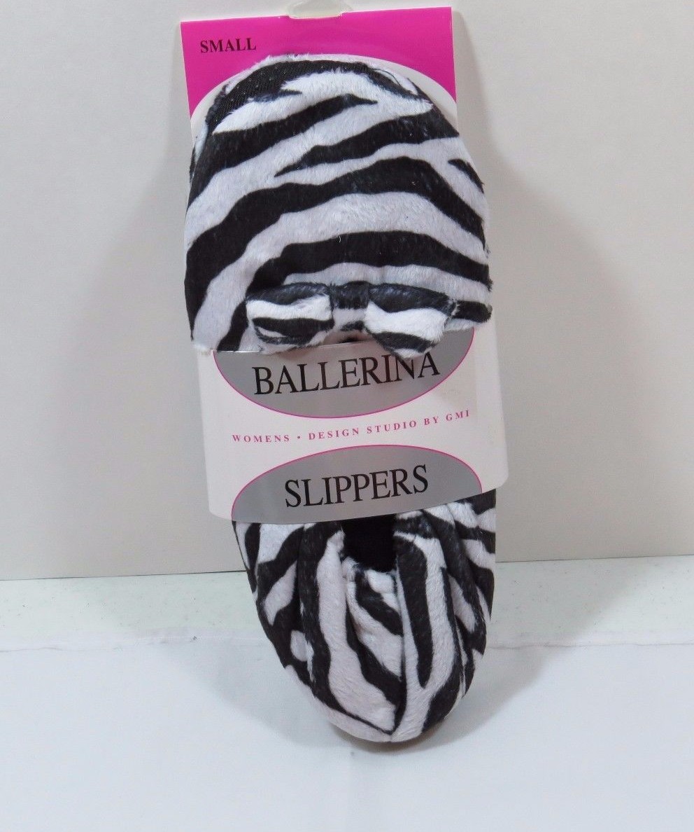 PANTOFOLA D’ORO Pantofole ballerine donna in peluche con stampa zebrata classica con fiocco taglia small