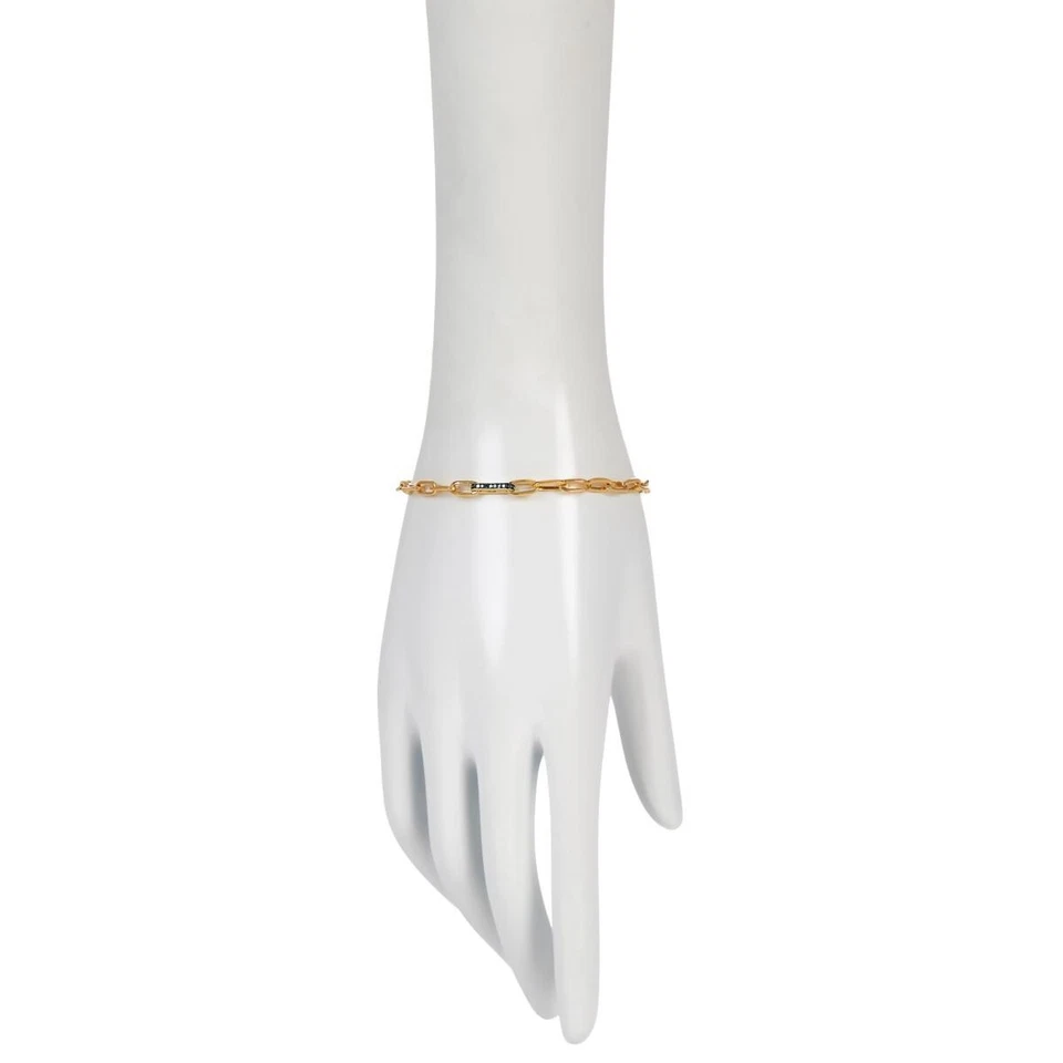 Pulseira corrente clipe de papel prata esterlina folheada a ouro champanhe diamante, 8,25 pol - Imagem 2 de 4