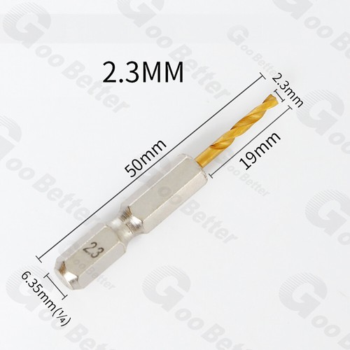 1.5mm-13mm Titanium Coated HSS Steel Drill Bits 1/4" Hex Shank For Metal Wood - Picture 14 of 42