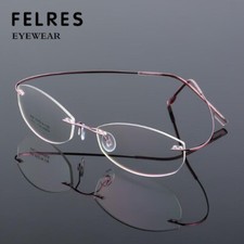 Men Women Metal Rimless Reading Glasses Oval Anti Blue Light Presbyopic Readers