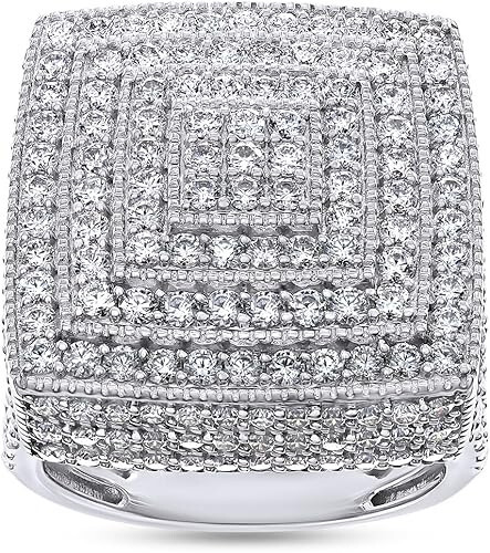 4.75ct Men's Square Cluster Moissanite Wedding Band in Sterling Silver 925-image