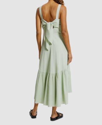 linen mini dress brown Aurelie Lace Trim Linen Mini Dress