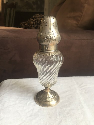 Sucrier Argent Massif MINERVE cristal Saupoudreuse Sucre 18,5 cm Saupoudroir XIX