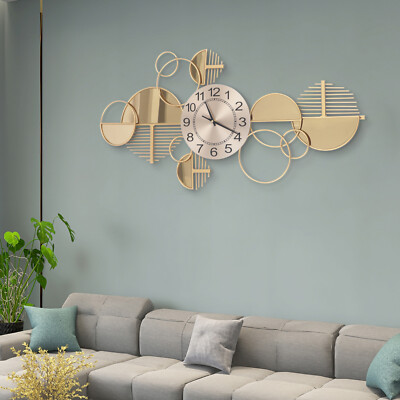 Large Luxury Gold Wall Clock Nordic Style Metal Clocks Home Living Room Decor US