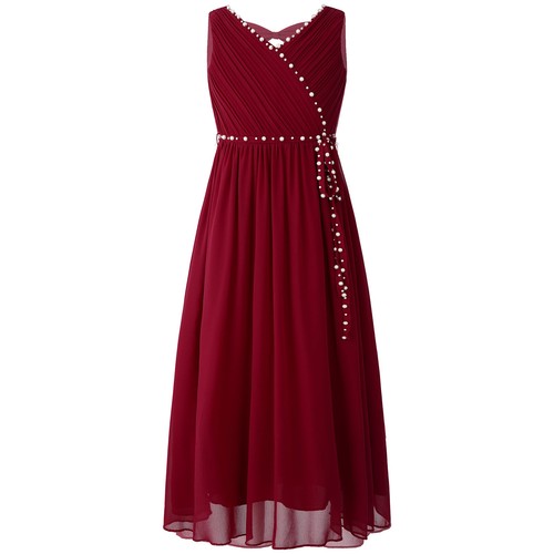 Kids Girls Beaded Chiffon Dresses Bridesmaid Sleeveless Wedding Party Ball AU - Picture 6 of 59
