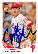 Cody Asche autographed baseball card (Phillies) 2013 Topps #US71 Rookie