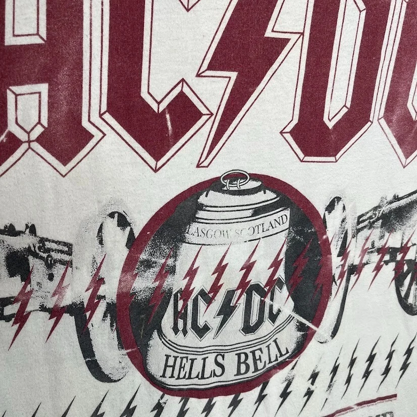 AC/DC Tshirt Men's 2XL White Baseball Fit Sport The Canon & Bell Tour Music  - Image 3 of 4
