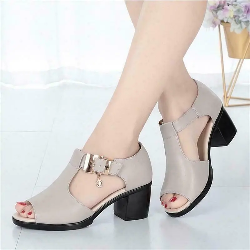 Sandalias De Alto Para Mujer Zapatos De Plataforma De Cuero De Verano | eBay