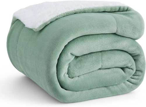Warm Sage Green Fleece Throw Blanket 50x60 - Cozy Plush for All Seasons