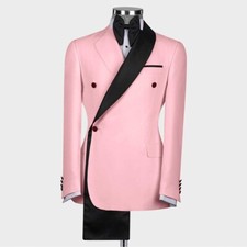 Men Blazers Jackets Double Breasted Shawl Lapel Formal Prom Groom Tuxedos Custom