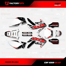 White & Red Shift Racing Graphics kit fits Honda Crf450 05-08 Crf 450 Decals