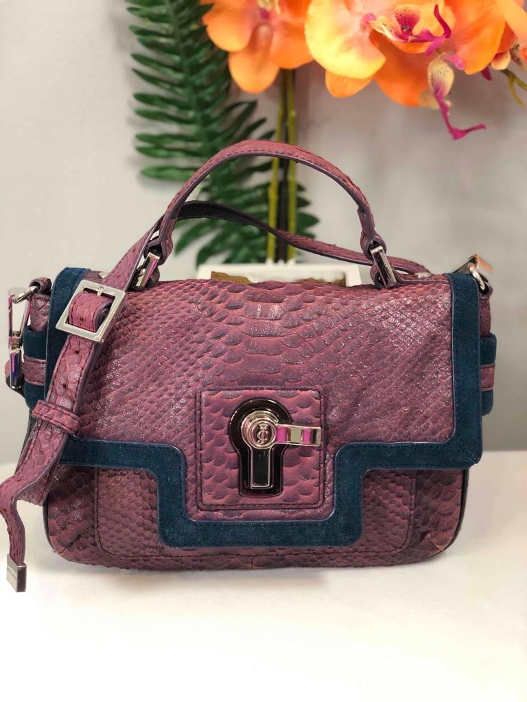 JUICY COUTURE Purple Snakeskin Prints Leather/ Suede Trims