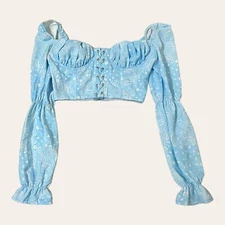 Tiger Mist baby blue paisley Cleon top Size XS Built In Bra FLAW