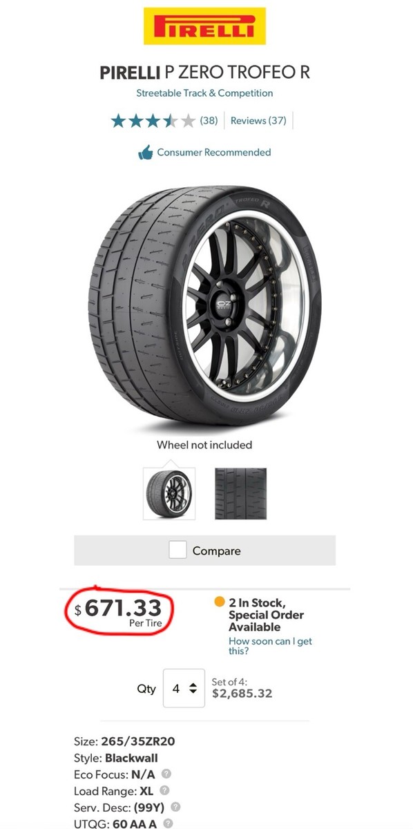 Set of TWO NEW 265/35ZR20 Pirelli P Zero Trofeo R Tires Like Set of TWO NEW 265/35ZR20 Pirelli P Zero Trofeo R Tires Like