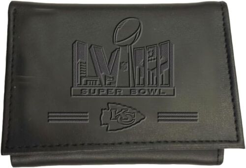 Cartera de cuero triple pliegue Kansas City Chiefs Super Bowl LVIII Champions - negra
